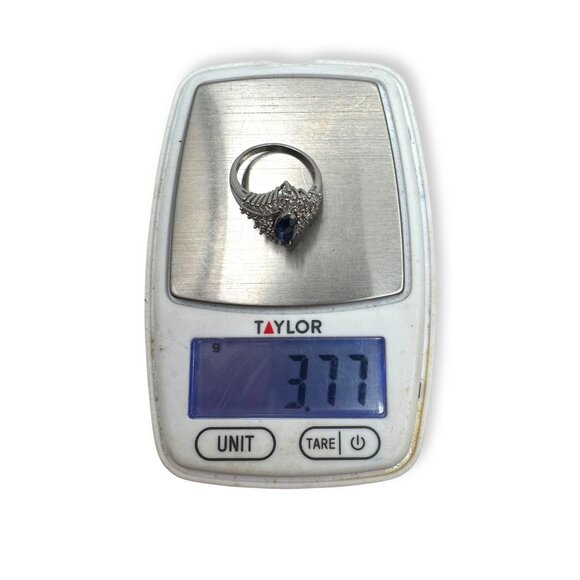 Sterling Silver Ring Blue White Sapphire Size 7.25 - Picture 11 of 11